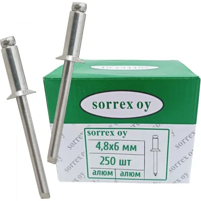 Заклепка вытяжная SORREX потайная алюминий/алюминий 4.8x6 250 штук 2P 48006 250