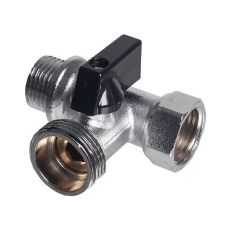 Кран шаровой для подключения сантехнических приборов KROMWELL 1/2 x 3/4 x 1/2 ВР-НР-НР KW.291.20405