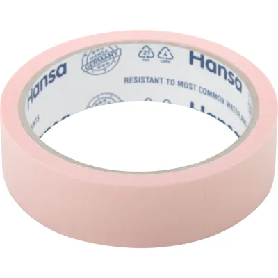 Малярная лента HANSA из японской бумаги Washi для деликатных поверхностей, розовая, 25 мм 25 м 702525