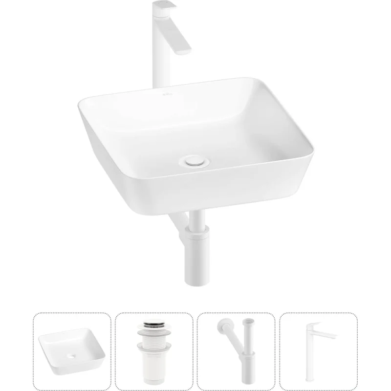 Набор Wellsee 4 в 1 Cromulent накладная раковина 44x44 см 318002000 20213557R