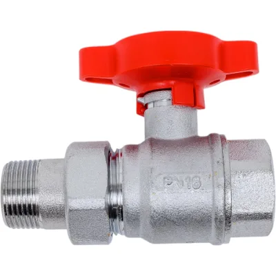 Шаровой кран FARс американкой, хром, 3/4", красная ручка FS 3052 34R