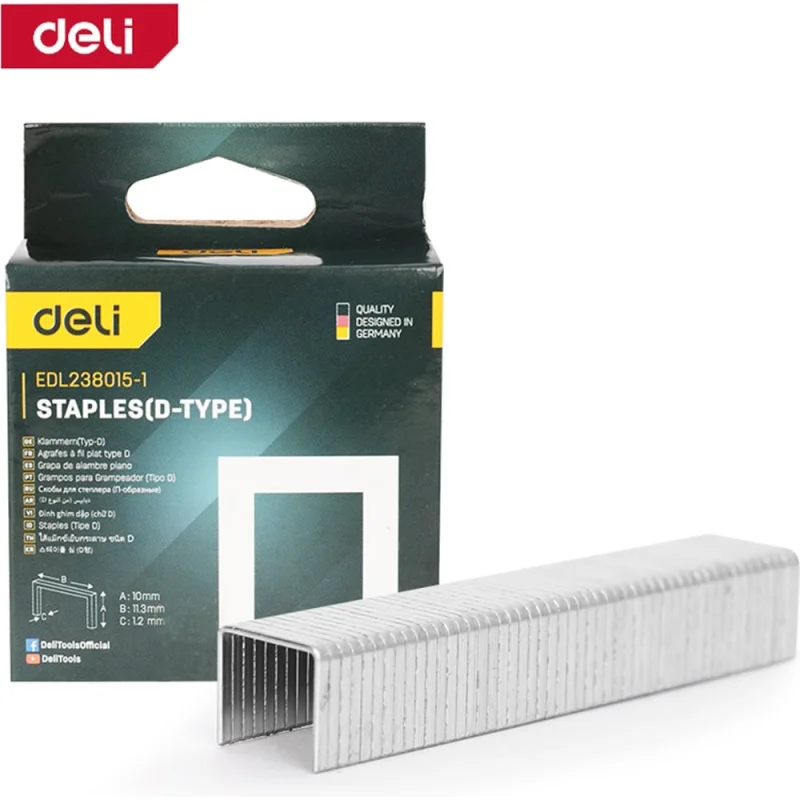 Набор скоб для степлера Deli 1000 шт (53F, Тип D) DL238015-1 (10x11,3x1,2мм) 200206