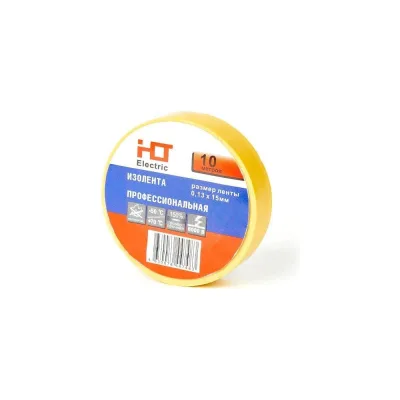Изолента HLT ПВХ 0,13x15мм 10м, упаковка 10 шт. желтая 084-16-051