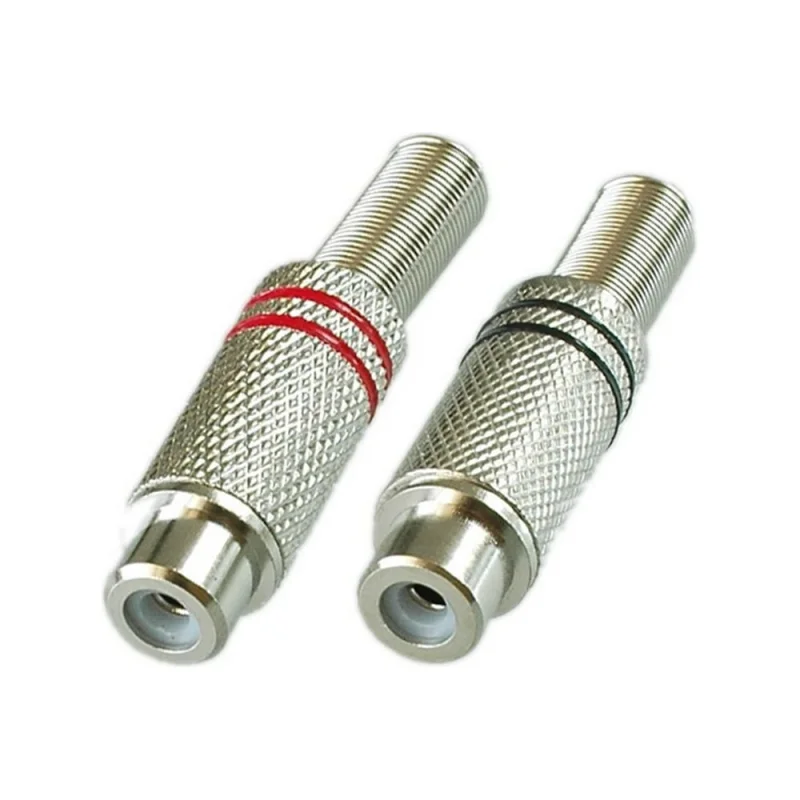 Разъем RCA гнездо Pro Legend металл на кабель, пайка, красный и черный 2 полосы, PL2158