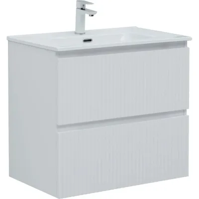 Тумба подвесная с раковиной Aquanet Джейн 70 Flat, цвет белый сатин 00332508