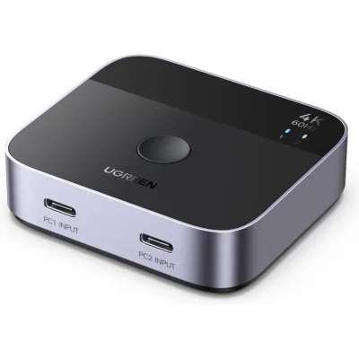 Переключатель UGREEN AW502 55451 USB-C Switch 2 In 1 Out 4K60Hz, черный 55451_