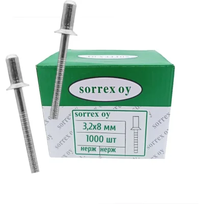 Заклепка вытяжная потайная SORREX глухая (закрытая) нерж/нерж 3.2x8 (1000штук) А2 32008 1000