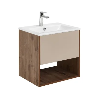 Тумба AQUATON Форм 60 дуб веллингтон/Раковина Элина 60/Фасад капучино 1A2883V2A4DW0