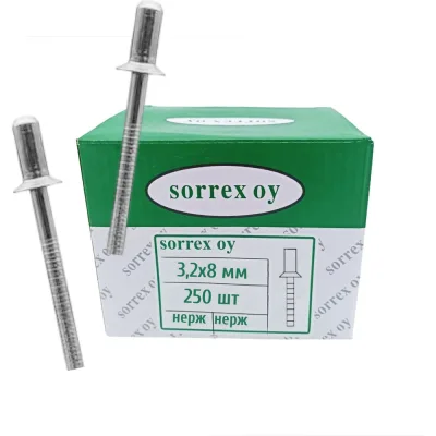 Заклепка вытяжная потайная SORREX глухая (закрытая) нерж/нерж 3.2x8 (250штук) А2 32008 250
