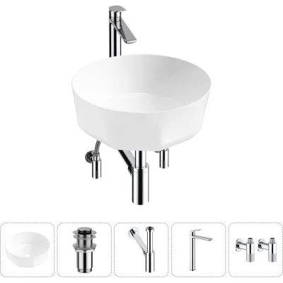 Комплект 5 в 1 Lavinia Boho Bathroom Sink накладная раковина 42x42 см состоит из 3331109 20215801R