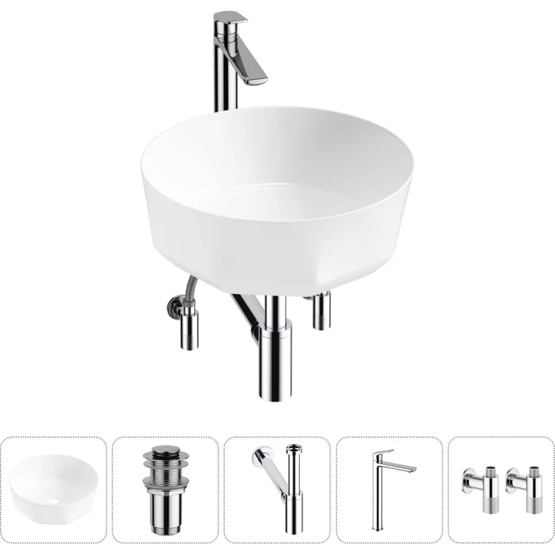 Комплект 5 в 1 Lavinia Boho Bathroom Sink накладная раковина 42x42 см состоит из 3331109 20215801R
