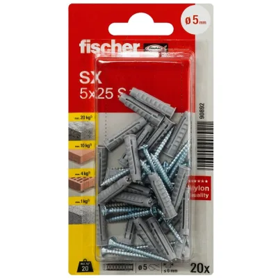 Дюбель fischer с шурупом 5x25 SX 20 шт. 90892