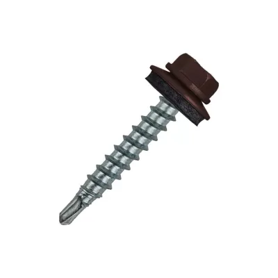Кровельный саморез Rizzel 4,8x70 RAL 8017, сверло №1, 100 шт. 00000324081