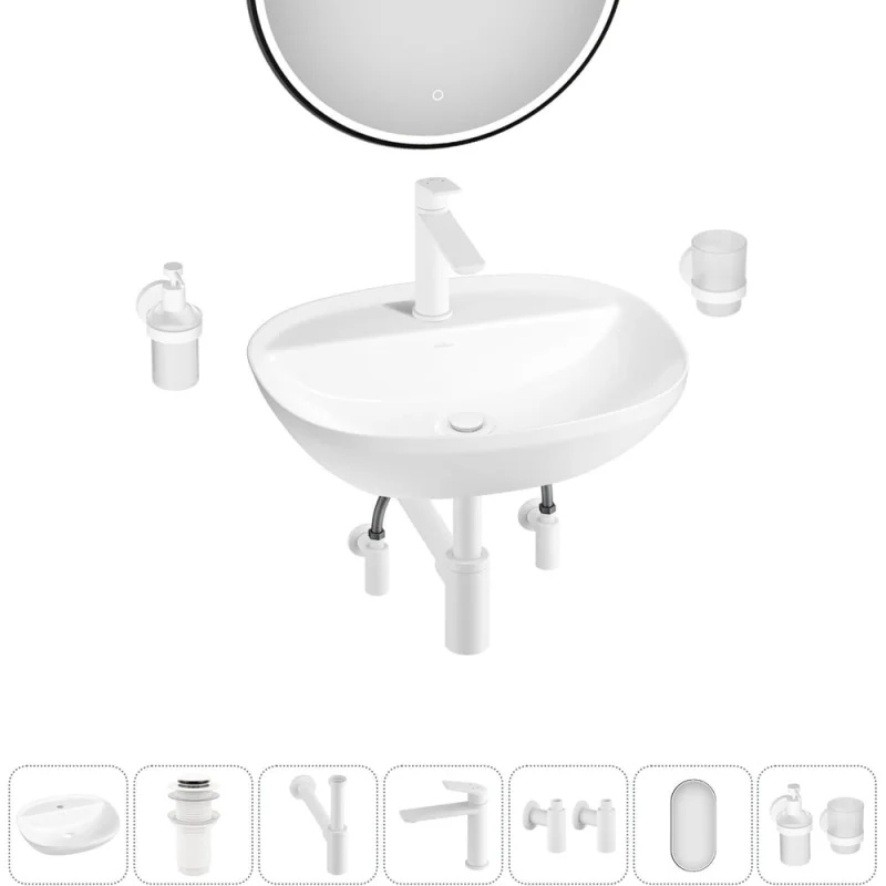 Набор Wellsee 7 в 1 Cute Twin R накладная раковина 50x42 см 20218962R