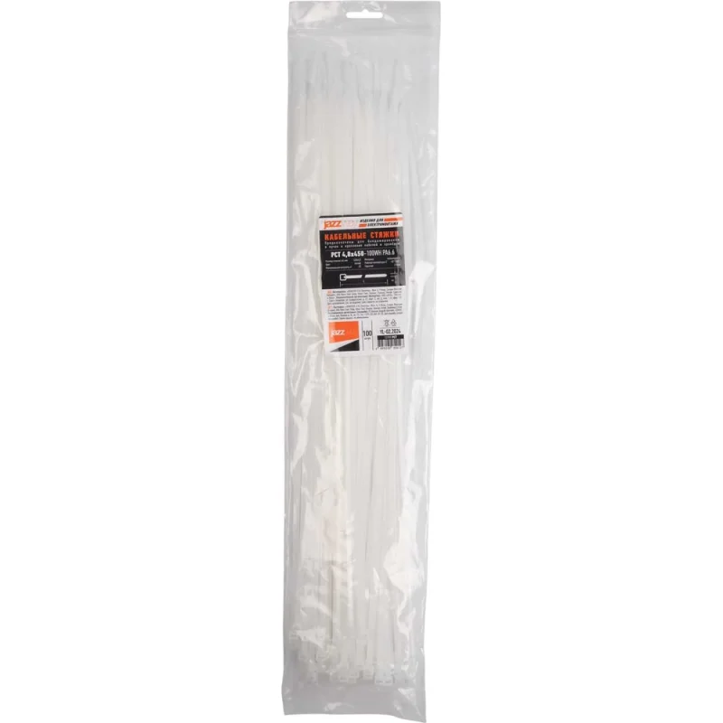 Кабельная стяжка Jazzway PCT 4,8x450-100WH PA6.6, уп. 100 шт. 5054127