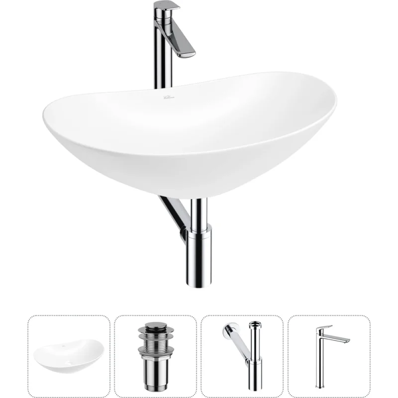 Набор Wellsee 4 в 1 Carefree Dove накладная раковина 60x36 см 20212289R