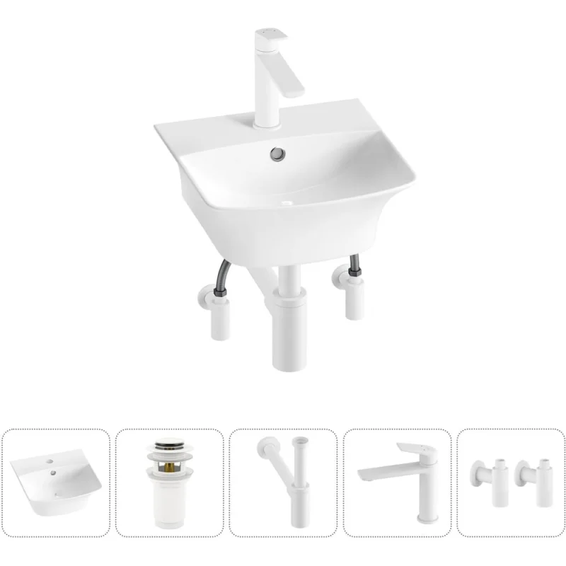 Комплект Wellsee 5 в 1 Lavinia Boho Bathroom Sink накладная/подвесная раковина 35x36 см 20216736R