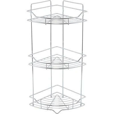 Полка трёхъярусная угловая Milardo проволока стальная, хром, Грид (Grid) GRICC3CM44