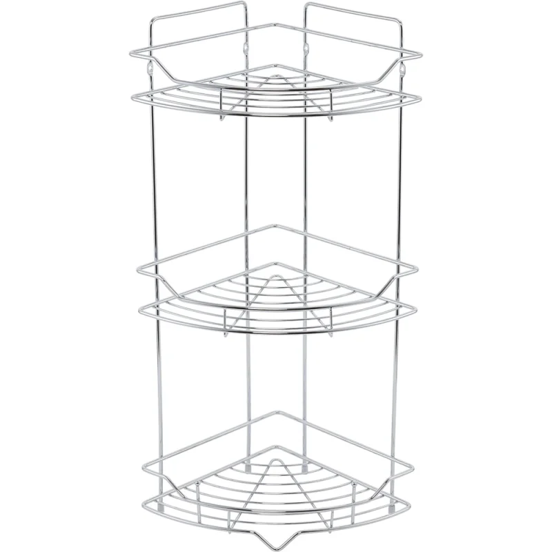 Полка трёхъярусная угловая Milardo проволока стальная, хром, Грид (Grid) GRICC3CM44