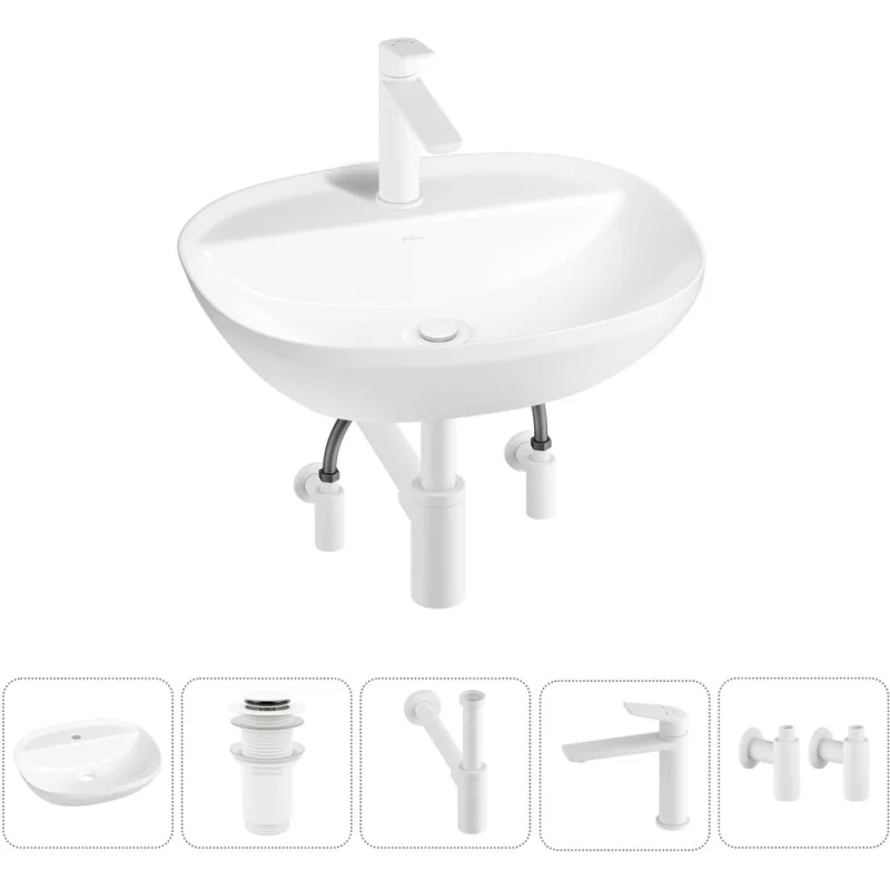 Набор Wellsee 5 в 1 Cute Twin R накладная раковина 50x42 см 20213353R