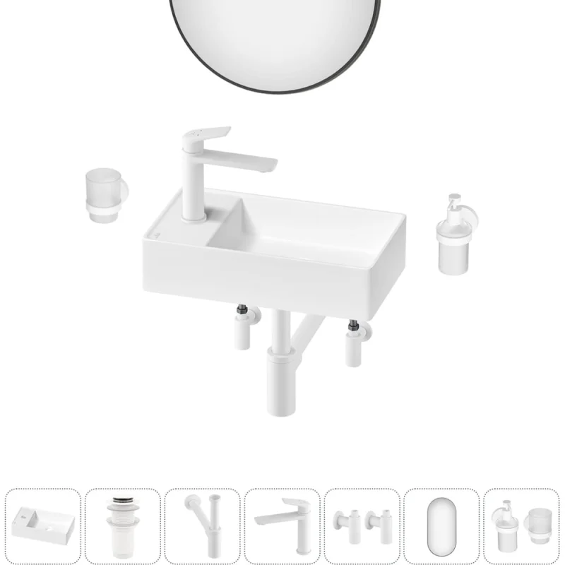 Мини-раковина для ванной комнаты или туалета Wellsee WC Area в наборе 7 в 1 20218142R