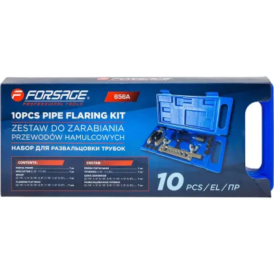 Набор для развальцовки труб Forsage 10 предметов (3/16, 1/4, 5/16, 3/8, 7/16, 1/2, 5/8), в кейсе F-656A(19116)