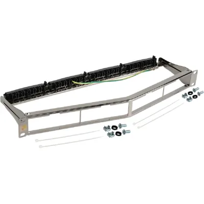 Патч-панель модульная 19" LANMASTER угловая, экранированная, на 4 вставки, 1U, с задним органайзером LAN-FRM-PPA-STP/1U