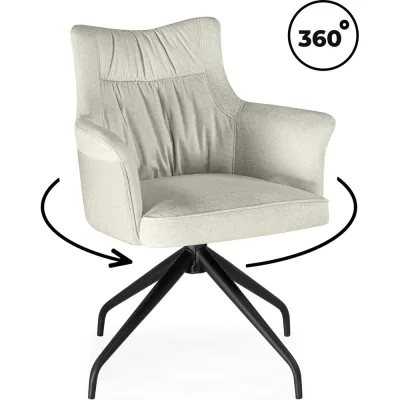 Стул на металлокаркасе Woodville Kaser 360 крутящийся ivory/black 15842