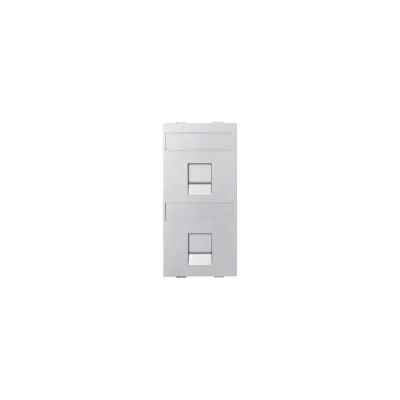 Адаптер Simon на 2хRJ45 коннектора, S-модуль, с защитными шторками, алюминий S76B-8