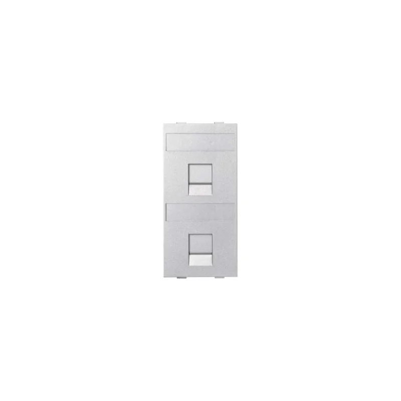 Адаптер Simon на 2хRJ45 коннектора, S-модуль, с защитными шторками, алюминий S76B-8