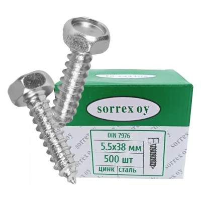 Саморез SORREX 5,5x38 с шестигранной головкой DIN 7976 (500штук) 7976-1-055-038 500