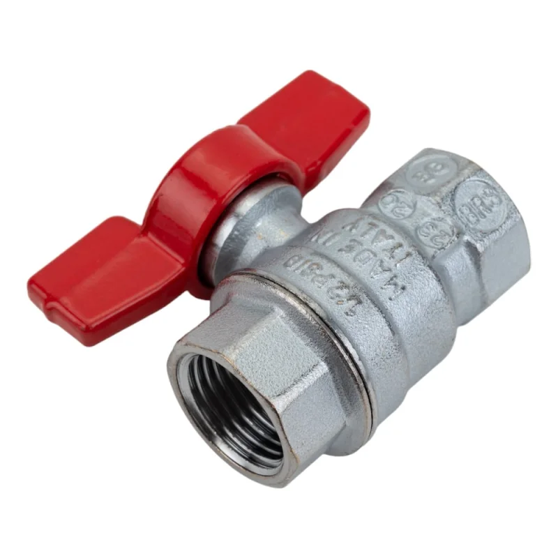 Шаровой кран Giacomini R851, 1/2, ВВ, ручка-бабочка красная, хромированный R851X023