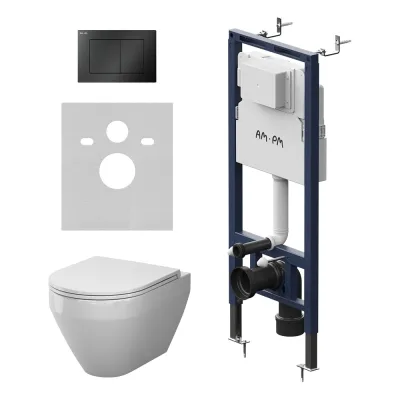 Инсталляция AM.PM MasterFit с клав S черный матовый с подвесным унитазом Spirit V2.0 Aquaspin IS130238.701900