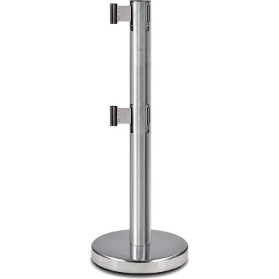 Стойка ограждения c 2 лентами Rusbarrier 5 м BS2LN-237625 grey