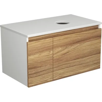 Тумба с раковиной и выпуском Bauedge (тумба Bau Dream Blackwood 80, умывальник BAU Dream круглая D41, выпуск клик клак, черный) BD1583