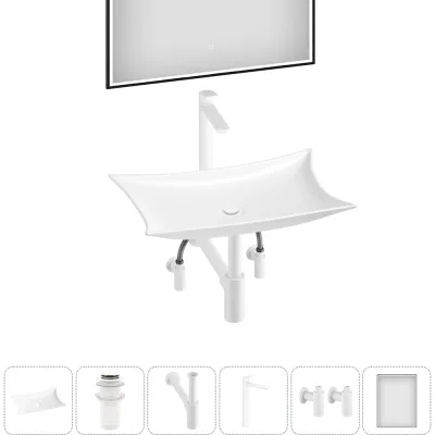 Комплект Wellsee 6 в 1 Lavinia Boho Bathroom Sink накладная раковина 59x39 см 3331111 20219364R