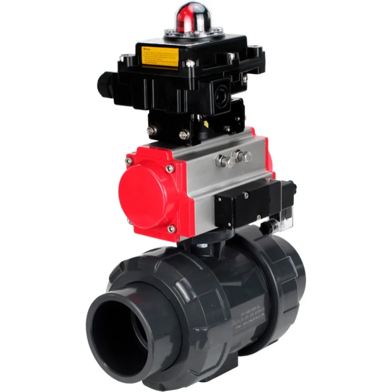 Кран шаровой НПВХ-НПВХ-E-FP-GRM-ISO Дн15 Ру10, пневмопривод, пневмораспред., БКВ DN.ru D160-66605