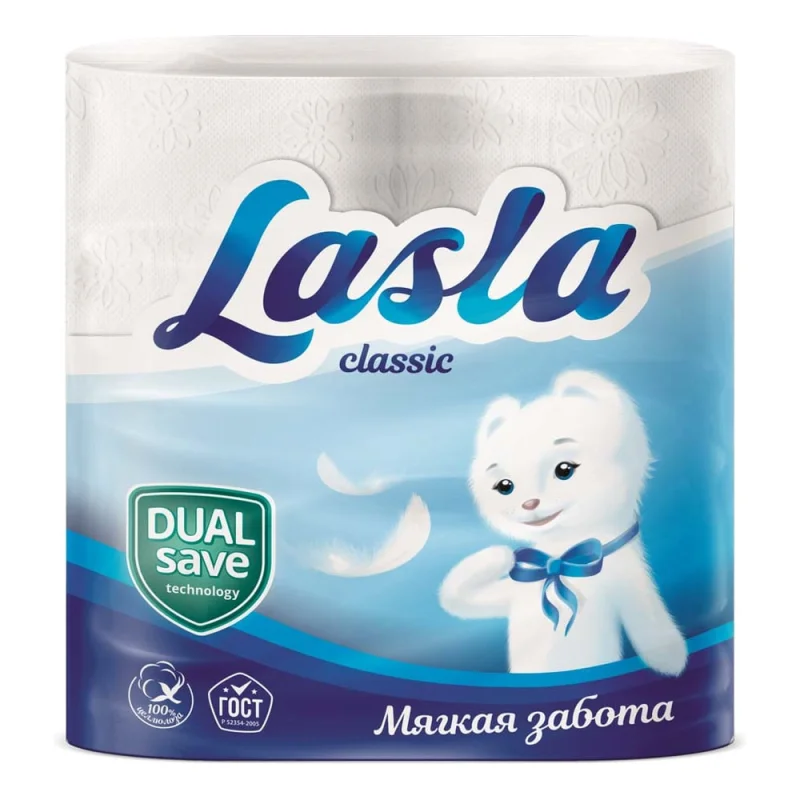 Туалетная бумага Lasla Classic 2 слоя 4 рулона ЦБ-01