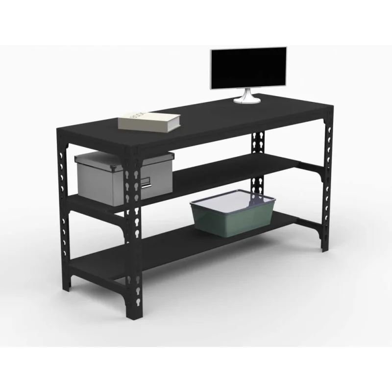 Стол металлический ООО Металекс 750x1000x500, две полки, черный 112295