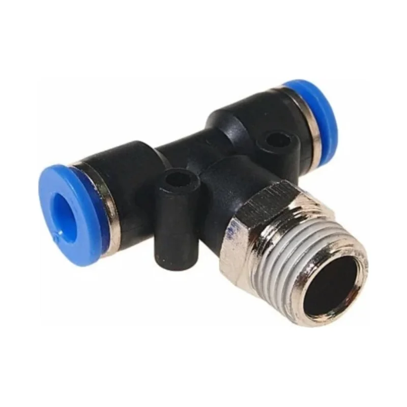 Фитинг цанговый тройник Т-образный 10 мм, резьба наружная 1/4" Pegas pneumatic 5503