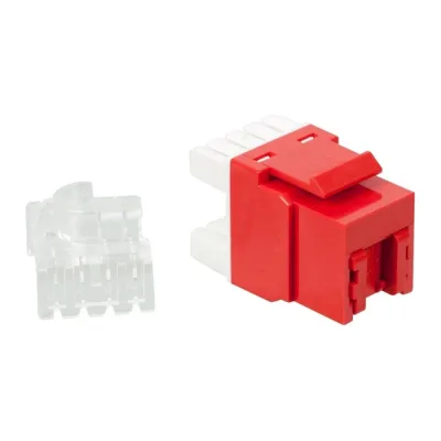 Модуль Keystone LANMASTER RJ45, неэкранированный, категория 6, без шторки, 180 градусов, красный LAN-OK45U6/180N-RD