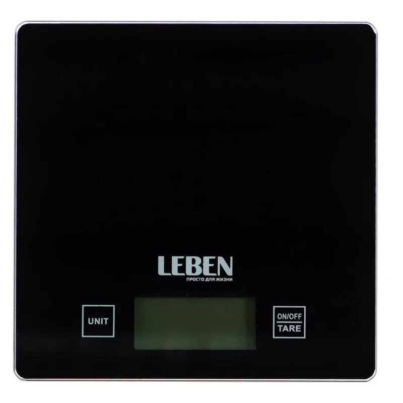 Кухонные электронные весы LEBEN стекл. платформа, макс. нагр. 5 кг (точн. измер. 1 гр) 268-045