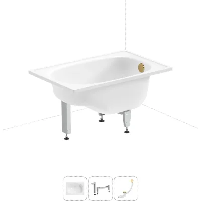 Комплект 3 в 1 Sanitana BLB Europa Mini стальная ванна 105x70 с ножками и сифоном (состои 20220544R