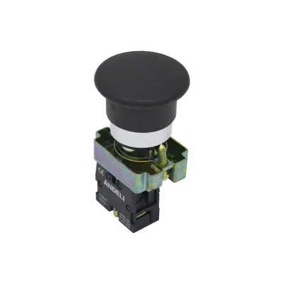 Кнопка ANDELI XB2-BC21 Грибок, без подсветки, черный, 1НО ADL10-061