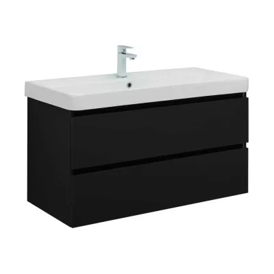 Тумба Aquanet Вега 2.0 100 2 ящика, черный (337951) 00337951