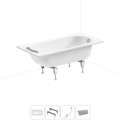 Стальная ванна 130х70 см Sanitana BLB Europa 20220593R в наборе 4 в 1 20220593R