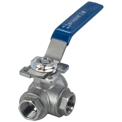 Кран шаровый трехходовой (L-тип) нержавеющий NEWKEY AISI316 DN15 (1/2"), (CF8M), PN64 NK-BTl15/6