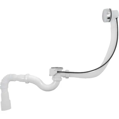 Сифон для ванны Aquant 1 1/2"х40 с выпуском и переливом, 40x40/50 полуавтомат V322-18-MR
