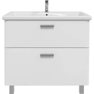 Тумба напольная Sanstar Gretta 80 с раковиной Como 80 (комплект) для ванной комнаты, белая 332.1-1.5.1.ККОМ