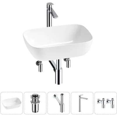 Комплект Wellsee 5 в 1 Lavinia Boho Bathroom Sink накладная раковина 46x33 см 20215203R